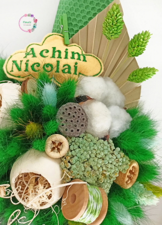 Lumânare Botez Verde Personalizată – Decor Natural și Elegant [1]