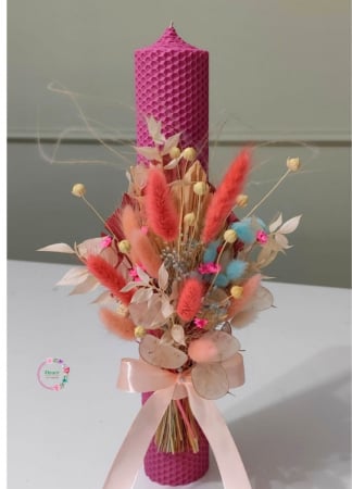 Botez - Lumânare Botez din Ceară Naturală Roz - Vibrația Culorilor