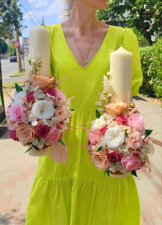 Lumânări de Cununie cu Flori Criogenate - Simfonia Purității [1]