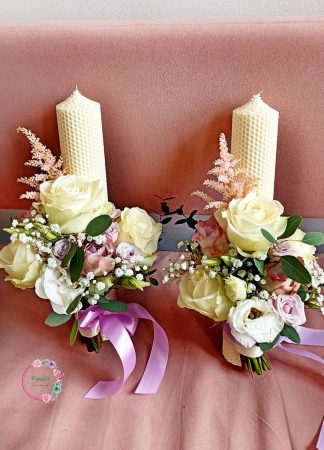 Lumânări Cununie cu Bujori și Trandafiri [1]