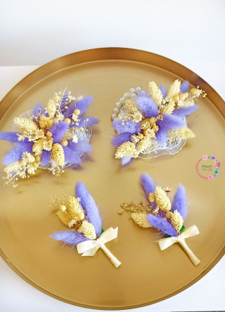 Cocarde, Corsaje și Accesorii - Cocarde și Brățări Florale Rustic-Elegante