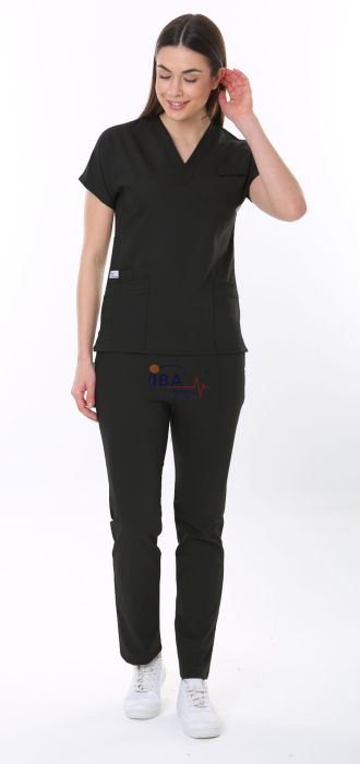 Costum medical IPlatinum unisex IBA  – poliviscoză lycra, nesifonabil, decolteu V, marimi XXS-XL. FLEXIO.ro [2]