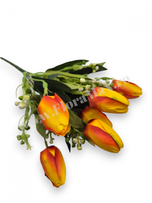Buchet 7 Lalele Artificiale Textil – flori decorative premium [3]
