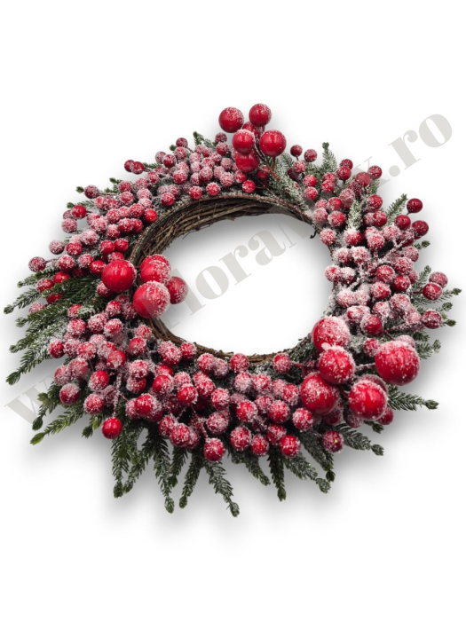 coronita-craciun-brad-verde-bilute-rosii-48cm-premium [2]