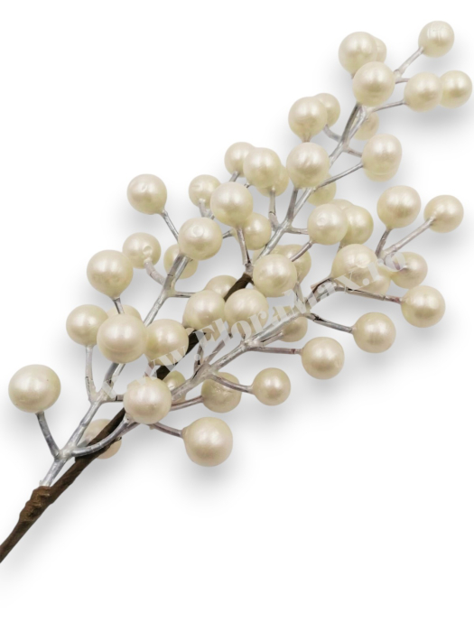 Creanga bile albe perlate pentru aranjamente Craciun  36 cm [1]