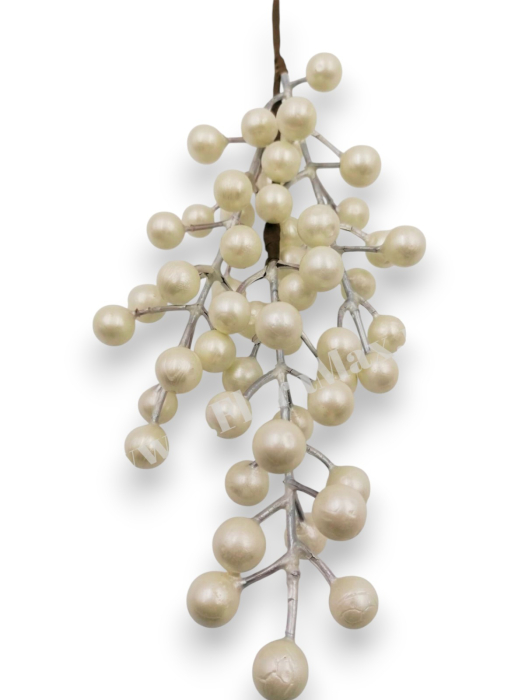 Creanga bile albe perlate pentru aranjamente Craciun  36 cm [3]
