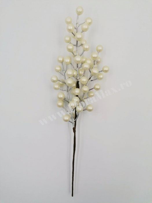 Creanga bile albe perlate pentru aranjamente Craciun  36 cm [2]