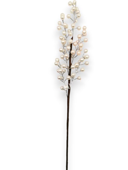 Creanga bile albe perlate pentru aranjamente Craciun  69 cm [2]