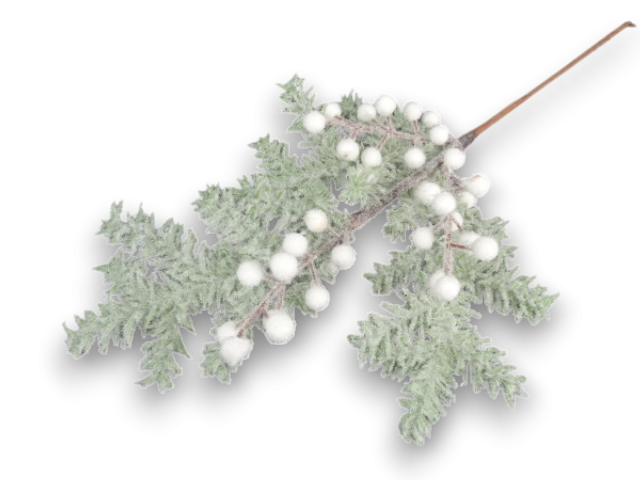 Creanga brad nins cu bilute albe 53 cm [1]
