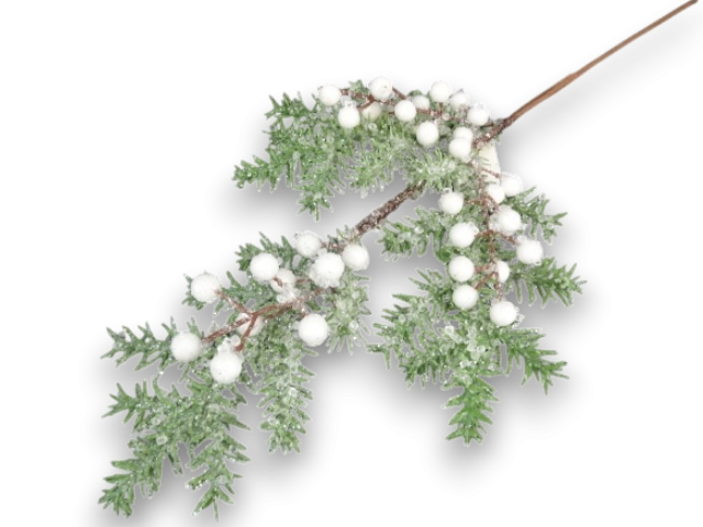 Creanga brad nins cu bilute albe gheata 55 cm [1]