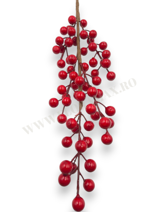 Creanga pentru aranjamente Craciun cu bilute rosii 62 cm [2]