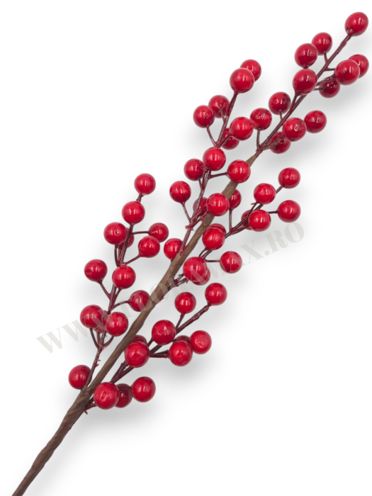 Creanga pentru aranjamente Craciun cu bilute rosii 62 cm [1]