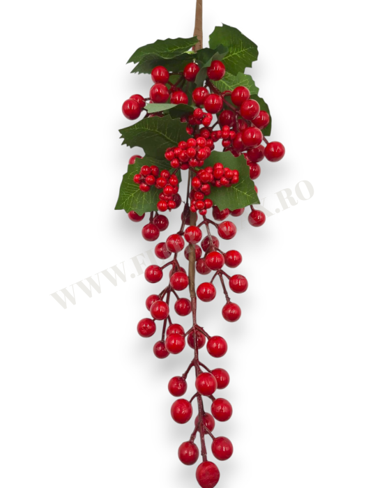 Creanga pentru aranjamente Craciun cu bilute rosii 70 cm [2]