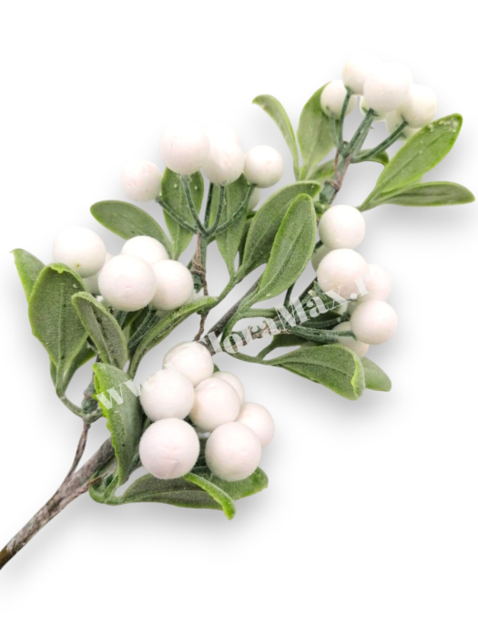 Creanga vasc cu  bile albe  pentru aranjamente Craciun 28 cm [1]