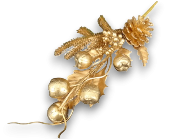 Crenguta aurie cu mere con brad pe auriu 30 cm [1]