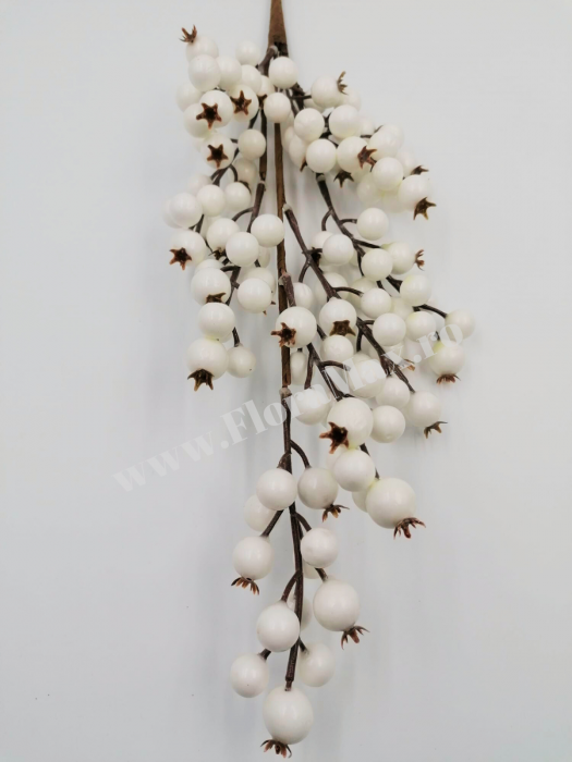 Crenguta macese albe perlate pentru aranjamente Craciun  85 cm [3]