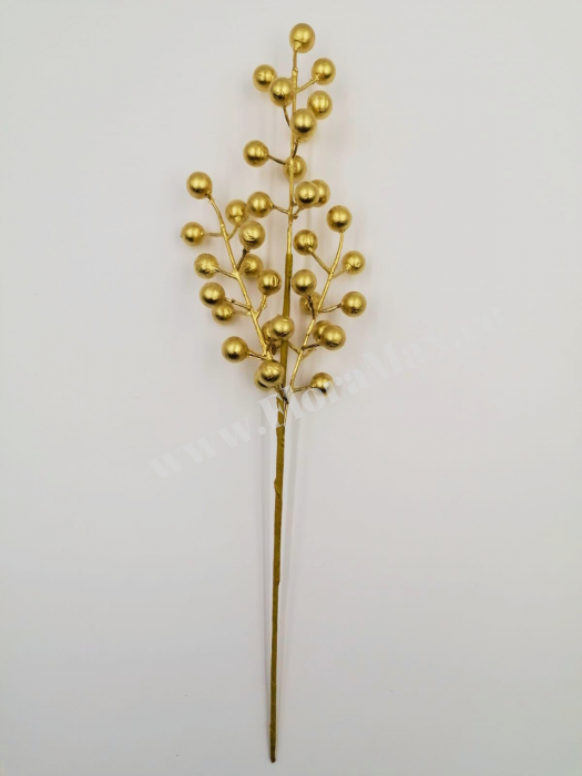 Crenguta pentru aranjamente Craciun cu bilute aurii  43 cm [2]