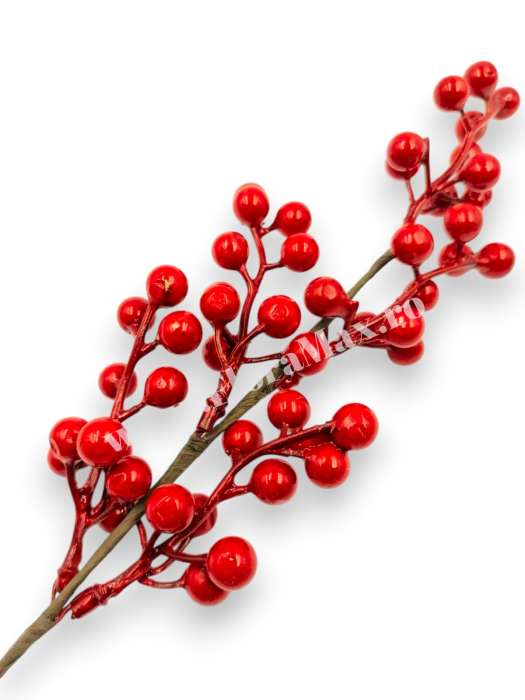 Crenguta pentru aranjamente Craciun cu bilute rosii 40 cm [1]