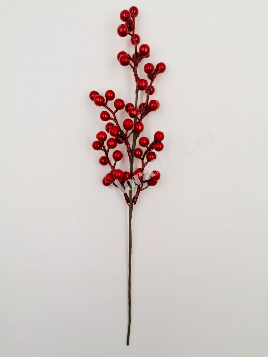 Crenguta pentru aranjamente Craciun cu bilute rosii 40 cm [2]