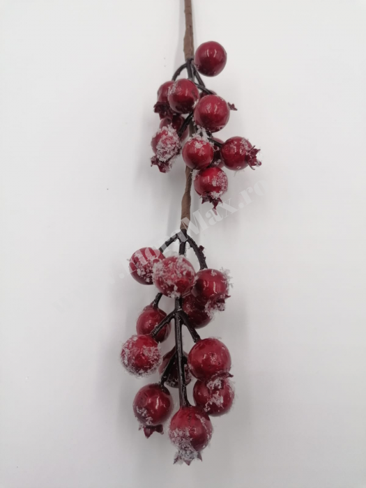 Crenguta pentru aranjamente Craciun cu bilute rosii 52 cm [3]