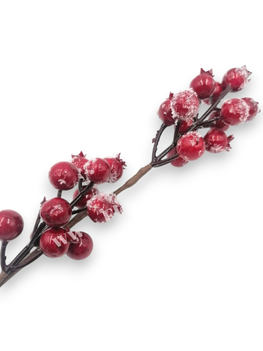 Crenguta pentru aranjamente Craciun cu bilute rosii 52 cm [1]