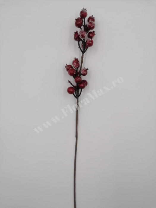 Crenguta pentru aranjamente Craciun cu bilute rosii 52 cm [2]