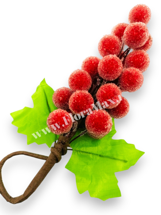 Merisoare inghetate gliterate rosu 16 cm – decoratiuni artificiale Craciun [1]