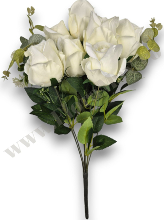 Buchete Trandafiri - buchet mare trandafiri artificiali alb ivoire 48 cm 10 fire