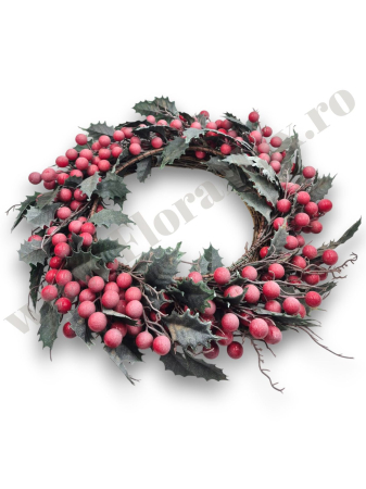 coronita-craciun-brad-verde-bilute-rosii-46cm-floramax [1]