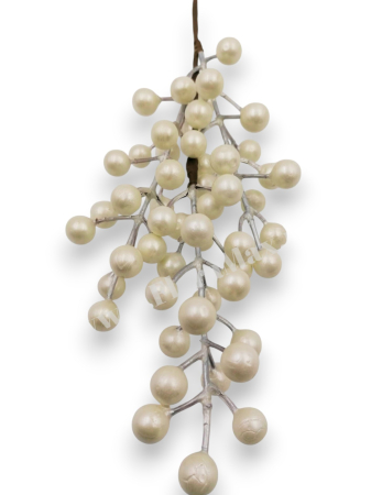 Creanga bile albe perlate pentru aranjamente Craciun  36 cm [2]
