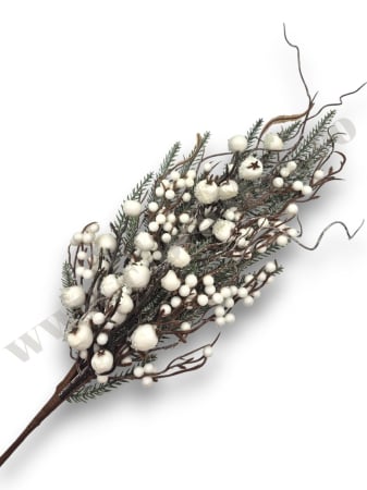 Produse-NOUTATI - creanga-decorativa-craciun-cu-bile-albe-63cm-floramax