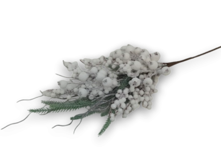 Creanga decorativa Craciun cu bile albe 63 cm