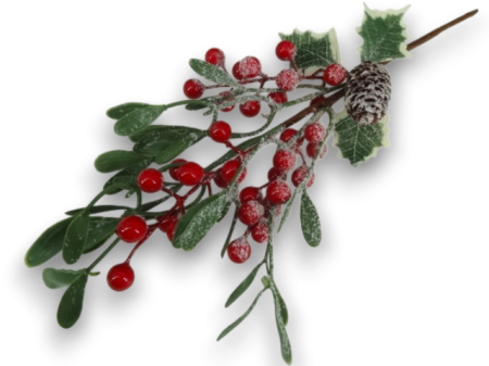 Creanga decorativa Craciun  cu bile rosii 42 cm