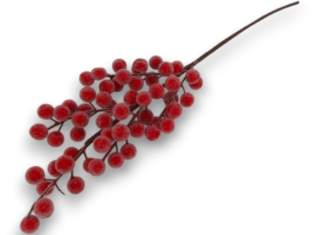 Creanga decorativa Craciun cu bilute rosii inghetate 53 cm