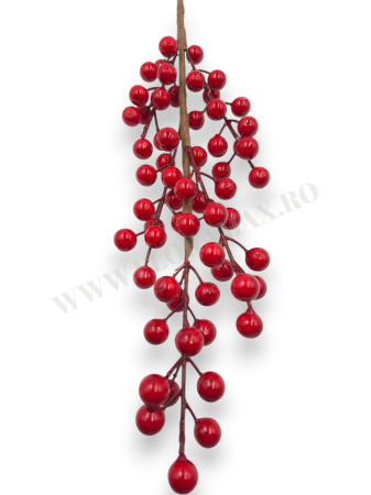 Creanga pentru aranjamente Craciun cu bilute rosii 62 cm [1]