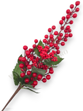 Produse - Creanga pentru aranjamente Craciun cu bilute rosii 70 cm