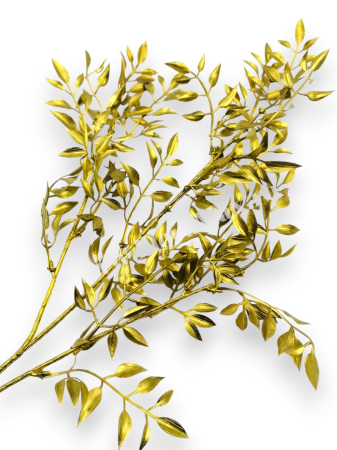 Frunze - Creanga ruscus artificial auriu pentru aranjamente 75 cm