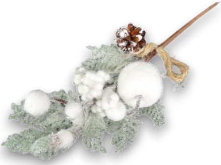 Crenguta brad nins cu mere albe 29 cm