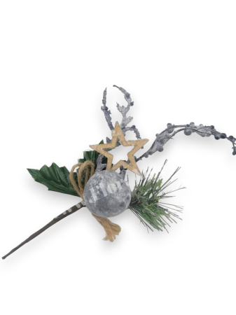 CRACIUN 2025 - Crenguta Craciun pentru decoratiuni aranjamente mar mov, bilute mov si con stea 27 cm