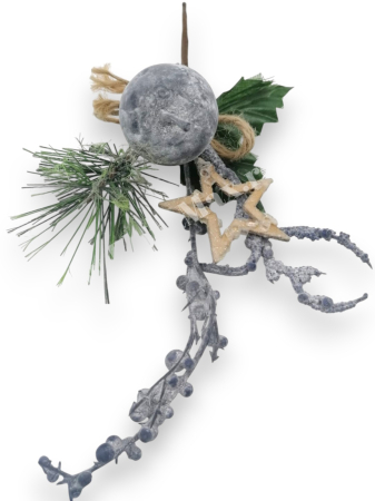 Crenguta Craciun pentru decoratiuni aranjamente mar mov, bilute mov si con stea 27 cm [2]