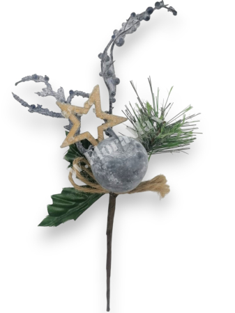 Crenguta Craciun pentru decoratiuni aranjamente mar mov, bilute mov si con stea 27 cm [1]