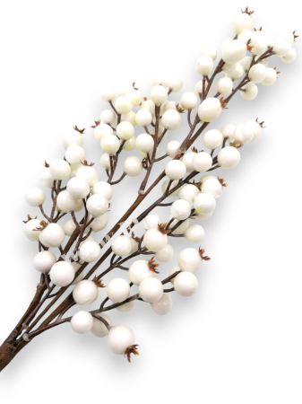 Crenguta macese albe perlate pentru aranjamente Craciun  85 cm