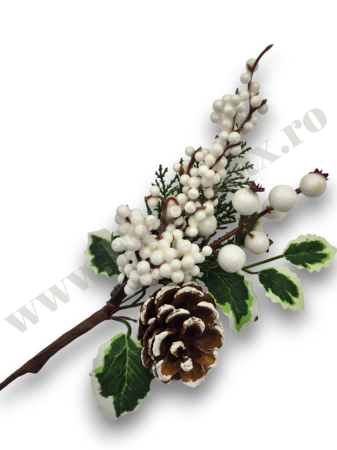 CRACIUN 2026 - crenguta-craciun-bilute-albe-macese-con-24cm-floramax