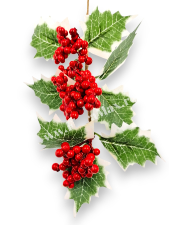 Crenguta pentru aranjamente Craciun cu bilute ilex rosii 29 cm [2]