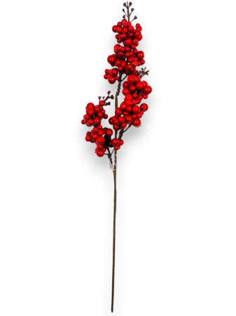 Crenguta pentru aranjamente Craciun cu bilute ilex rosii 43 cm [1]