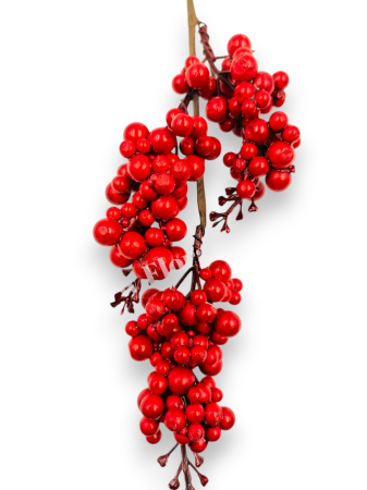 Crenguta pentru aranjamente Craciun cu bilute ilex rosii 43 cm [2]