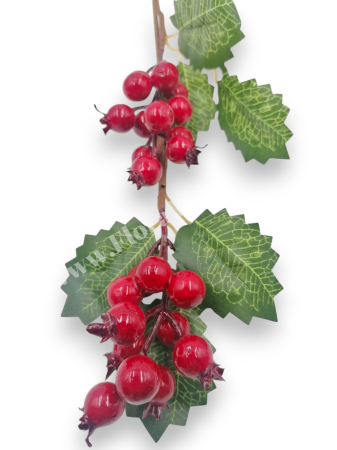 Crenguta pentru aranjamente Craciun cu bilute rosii 52 cm [2]
