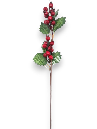 Crenguta pentru aranjamente Craciun cu bilute rosii 52 cm [1]