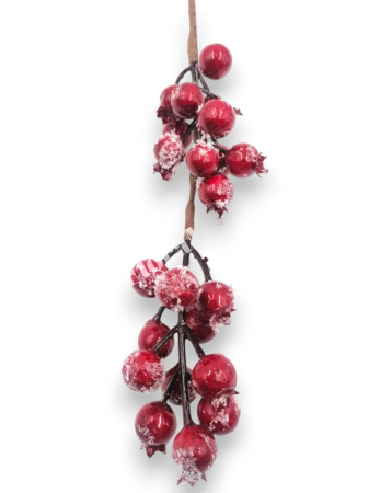 Crenguta pentru aranjamente Craciun cu bilute rosii 52 cm [2]