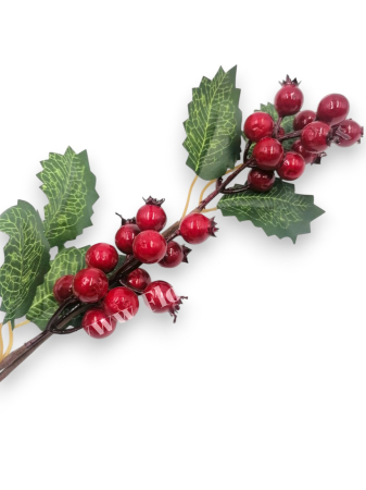 Produse - Crenguta pentru aranjamente Craciun cu bilute rosii 52 cm